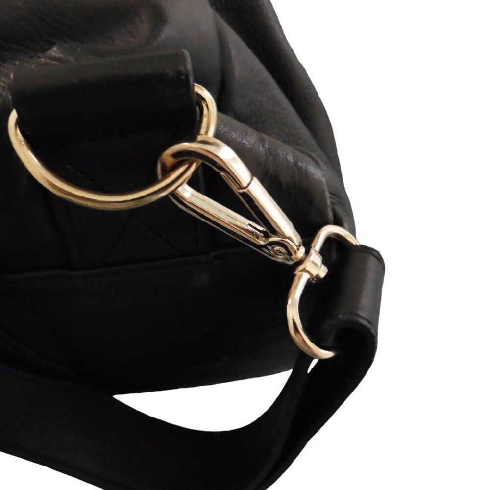 VTG Rian Convertible Sling Backpack Black‎ Pebbled Leather Medium Handbag - Picture 9 of 11